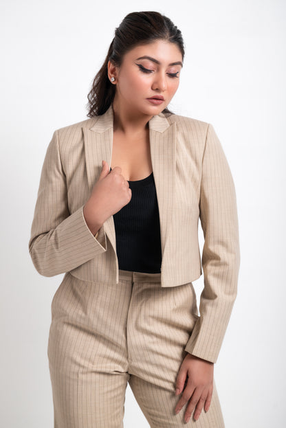 Cropped Pinstripe Blazer