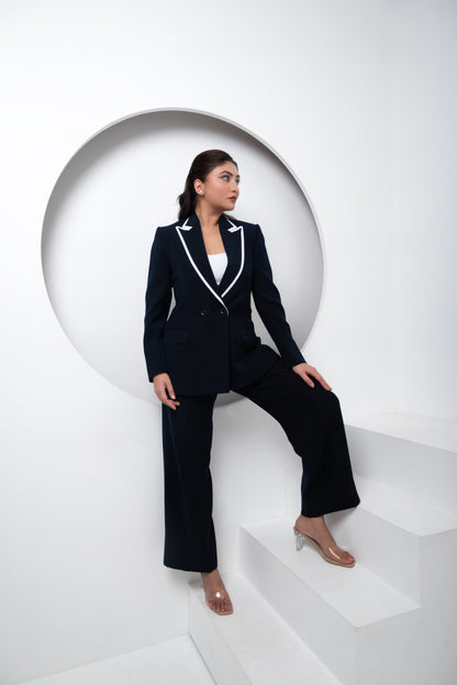 Contrast Single-Breasted Blazer