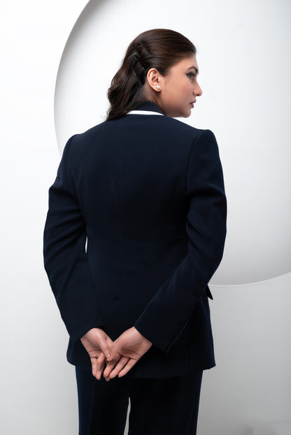 Contrast Single-Breasted Blazer