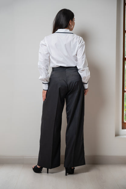 Wide-Leg Pleated Trousers