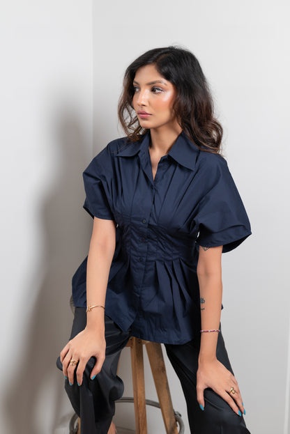 Short Sleeve Pleated Shirt