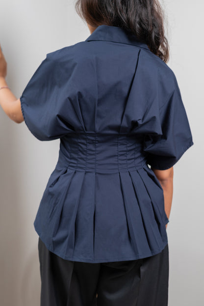 Short Sleeve Pleated Shirt